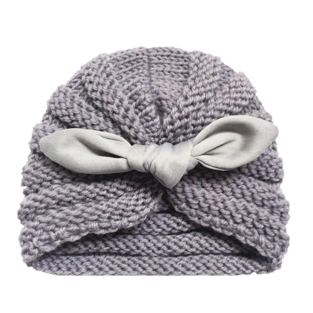 Вязаная зимняя детская шапка для девочек, Яркая Цветная шапочка, детская шапочка-тюрбан, шапки для новорожденных шапка для мальчиков Acce - Цвет: 8 grey