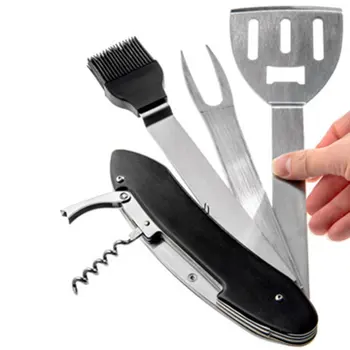 

5-In-1 BBQ Grilling Multi Tool Barbecue Grill Accessories Foldable Detachable Tool Set Kit For Outdoor Grilling And Tailgating