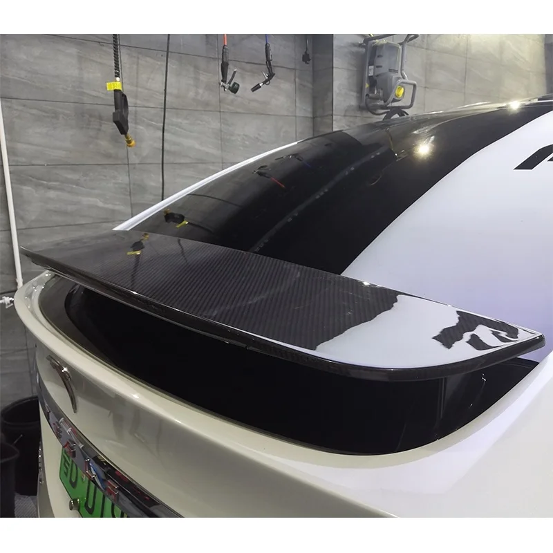 Car Rear Spoiler Tail Wing Modification Accessories 100% Carbon Fiber Car Body Rear Label Trim Sticker For Tesla Model X