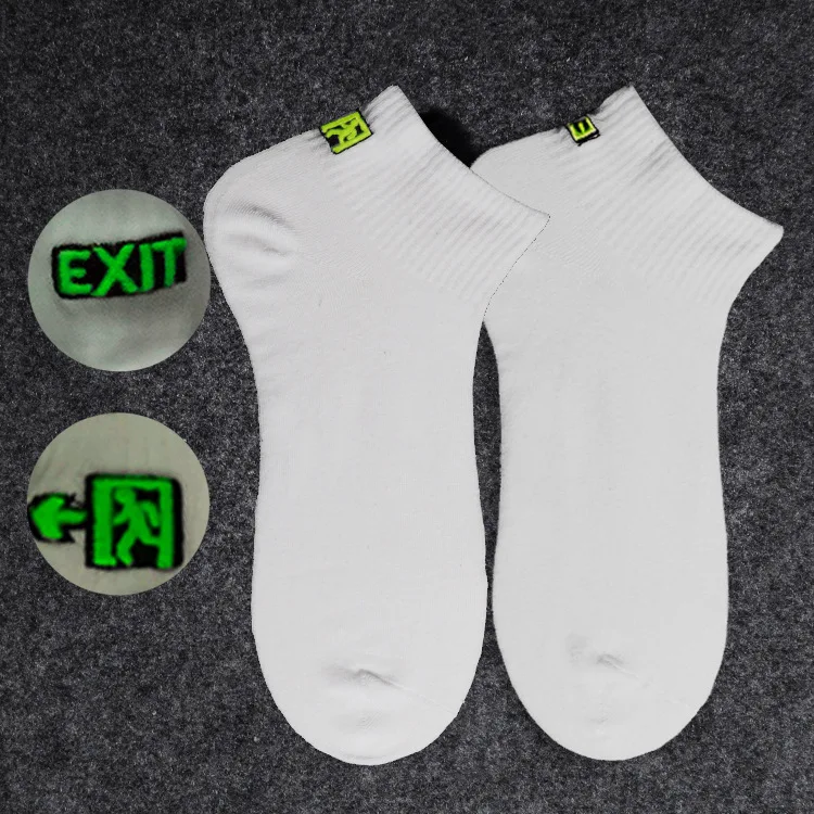 Простые унисекс Женские Мужские носки светящиеся флуоресцентные однотонные черные белые принт забавные буквы удобные и дышащие носки Harajuku
