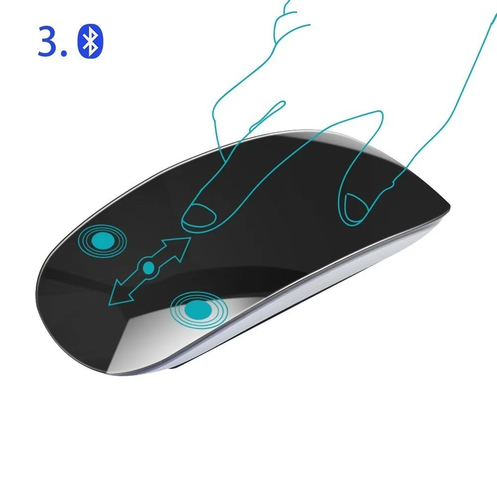 Беспроводная Bluetooth мышь, оптическая компьютерная мышь, сенсорная прокрутка, 1600 dpi, волшебная эргономичная, Mause, ультра тонкая, для Apple, ноутбука, ПК