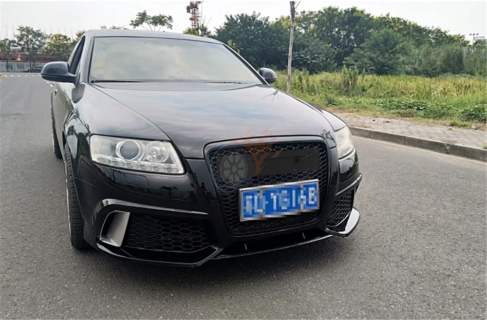Сотовый стиль гриль для A6 S6 2005-2011 Обновление RS6 Шестигранная сетка вид переднего бампера ABS гонки решетки с Европейский держатель пластины
