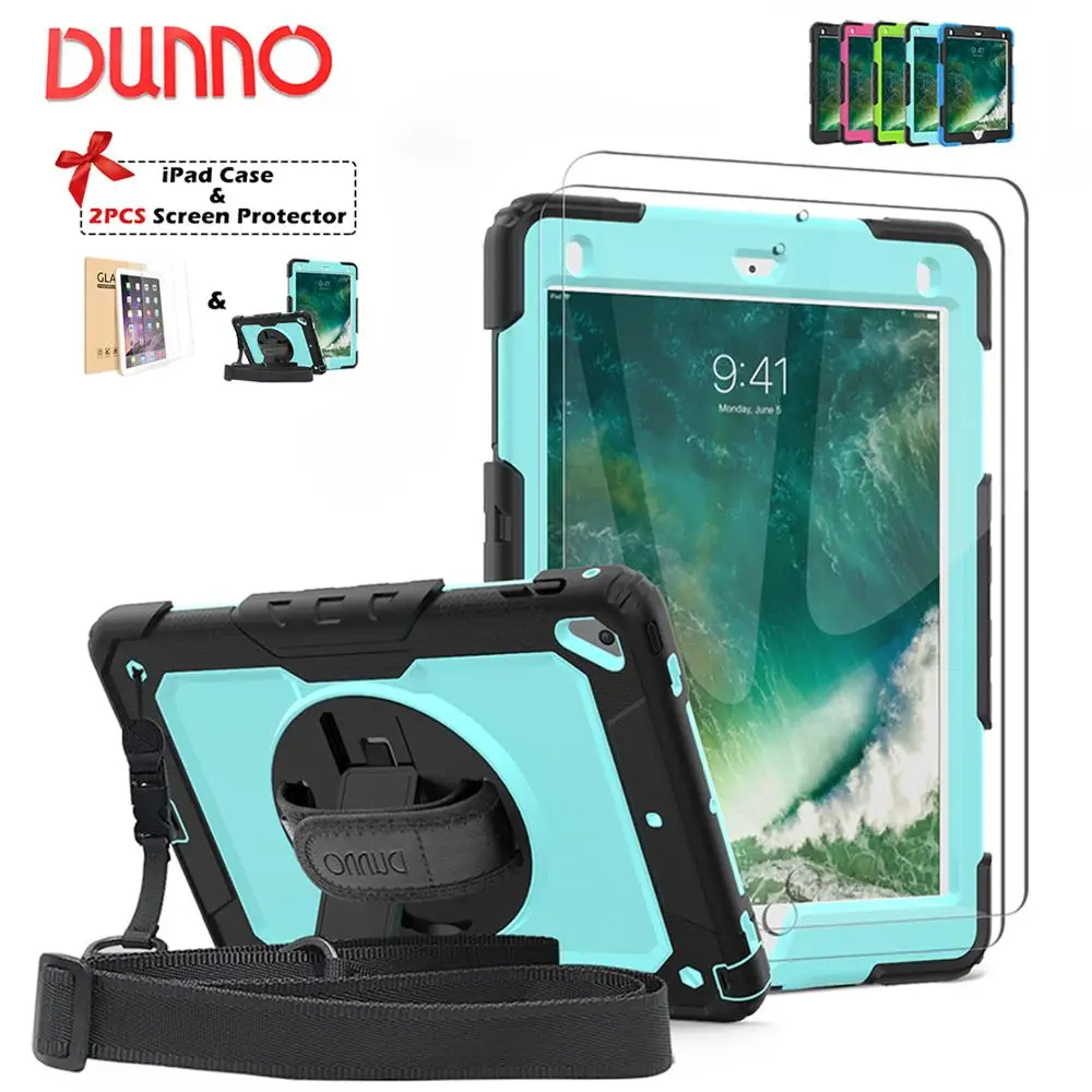 

iPad Air 2 Cover 2017 2018 iPad 9.7 Case For iPad 5/6th Generation For Tablet Shell Stand Protection Fundas Rotate Hand Strap
