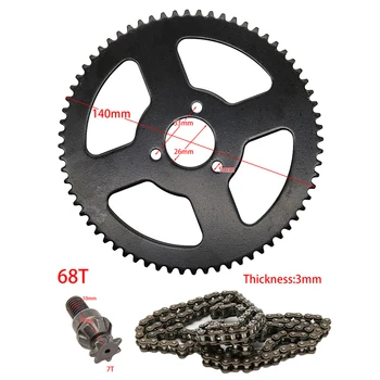 25H 68 Tooth Rear Wheel Sprocket and 68 Link Drive Chain and T8F 7T Front Sprocket Pinion for 49cc 2 Stroke Mini Bike Black tanie i dobre opinie CN(Origin) 14cm 25H Sprocket kit ISO9001 Metal Sprockets 0 4kg