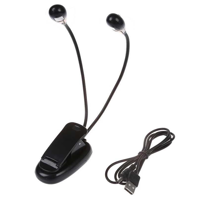

Black Clip on 2 Dual Arms 2 LED Flexible Book Music Stand Light Lamp