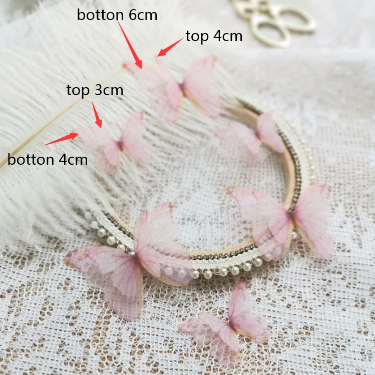3 Pieces Lace Patches Applique Flower 3D Butterfly Wedding Dress DIY Lace Trim Bride Hair Veil Clothes Headwear Decoration