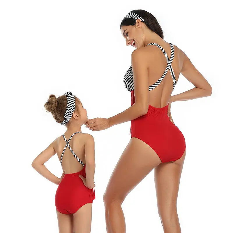 

Mommy and me swimsuit Mother and Daughter Swimsuit Swimwear Bikini 2020 Summer Family Matching Outfits One Piece Swimwear