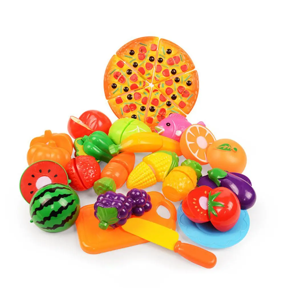 24pcs/lot Children Pretend Role Play House Toy Cutting Fruit Plastic Vegetables Food Kitchen Baby Classic Kids Educational Toys - Цвет: Type 1