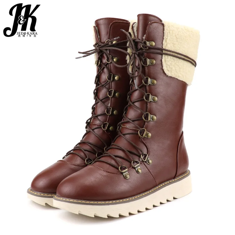

JK Mororcycle Boots Women Mid-Calf Boot Ladies Rivet Casual Shoes Round Toe Shoes Female Snow Metal Warm Shoes Winter 2020