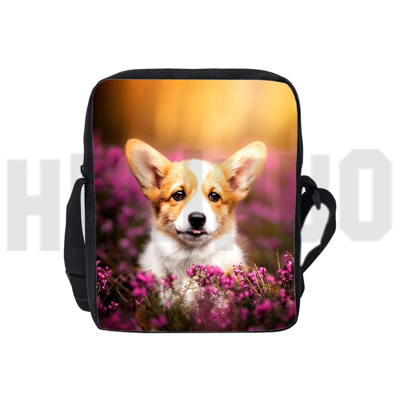 

Kawaii Welsh Corgi Pembroke сумки для детей мультфильм корги сумка 3D печать на молнии холщовые сумки через плечо для подростков сумка на плечо