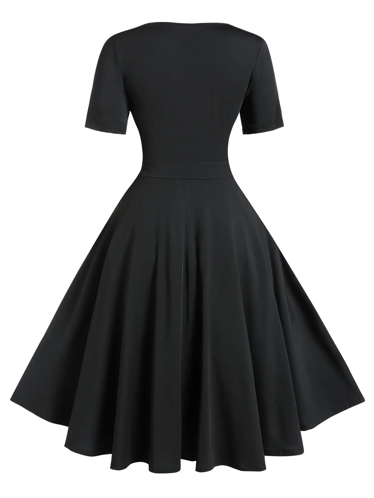ROSEGAL Large Size High Waist V Neck Vintage Dress Short Sleeves Fit And Flare Dress Women Classic Sexy Evening Party Maxi Dress