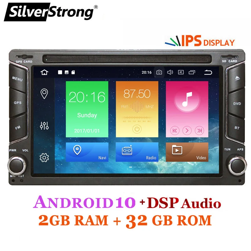 Автомобильный радиоприемник SilverStrong android 10 0 2Din DSP DVD 32G универсальный стерео