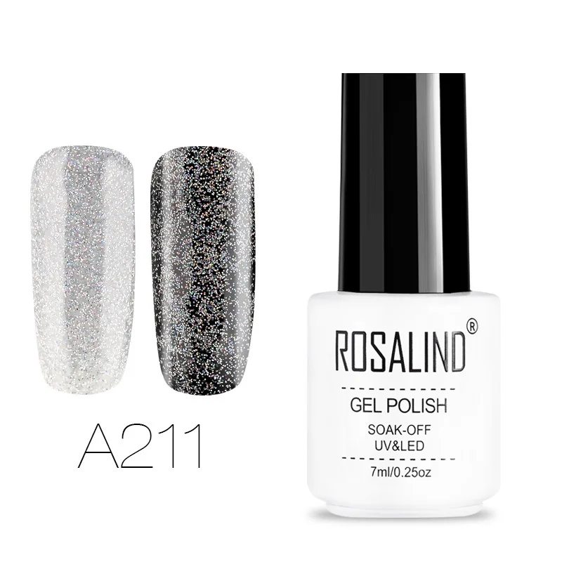 ROSALIND лазерный серебряный лак для ногтей с блестками длительный блеск принадлежности для ногтей гель лак для ногтей - Цвет: A211