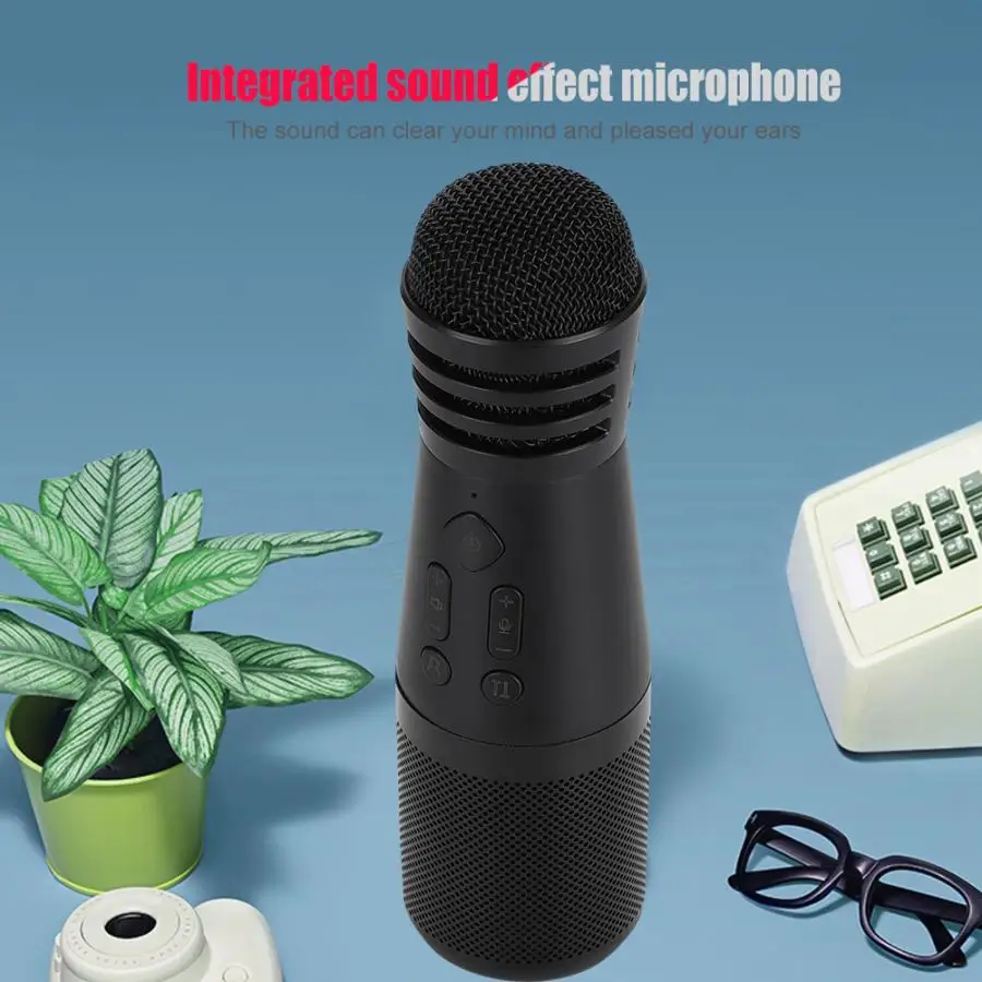 Черный портативный караоке Bluetooth беспроводной микрофон с динамиком