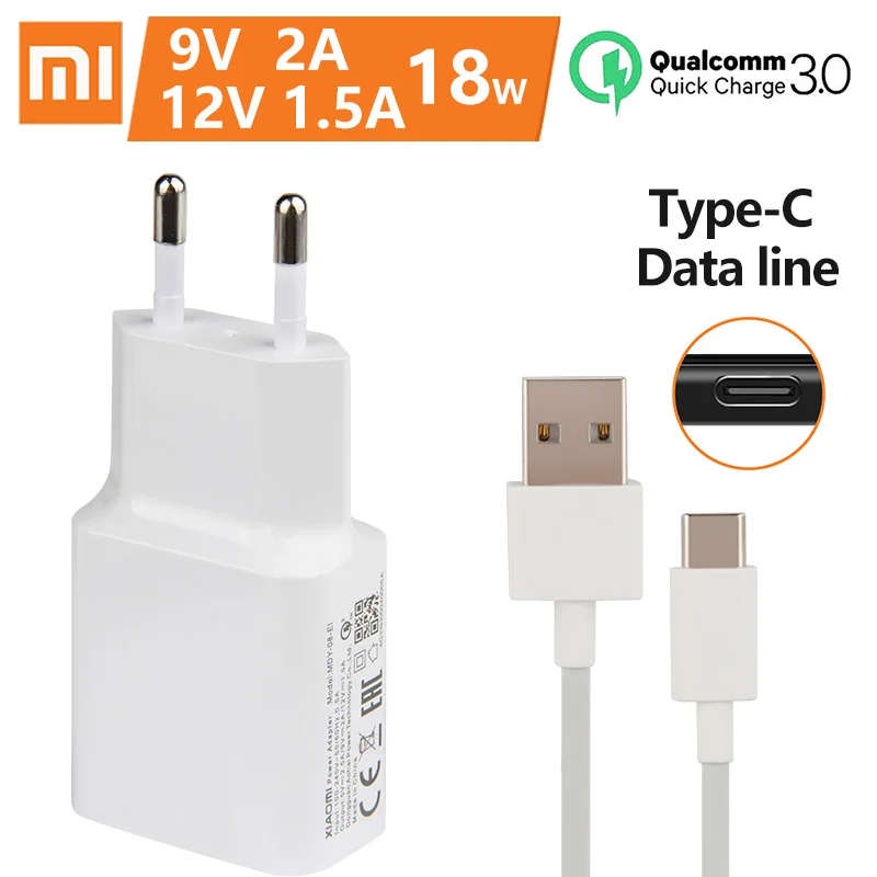 Оригинальное быстрое зарядное устройство XiaoMi 18 Вт QC 3 0 зарядный адаптер Usb C для