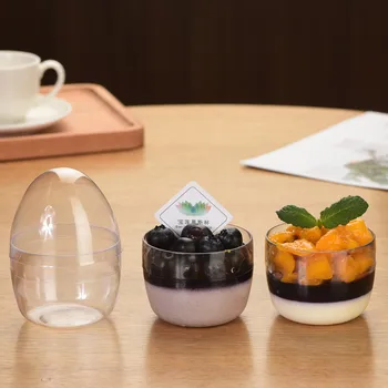 

50pcs Creative transparent disposable pudding cup party wedding birthday funny jelly cake ice cream decor plastic cups with lid