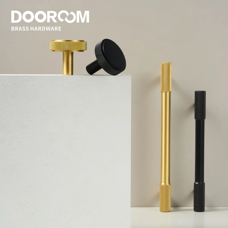 Furniture Handles Brass Knurling Long Round Modern Pulls Cupboard Wardrobe Dresser Shoe Box Drawer Cabinet Wine Bar Knob