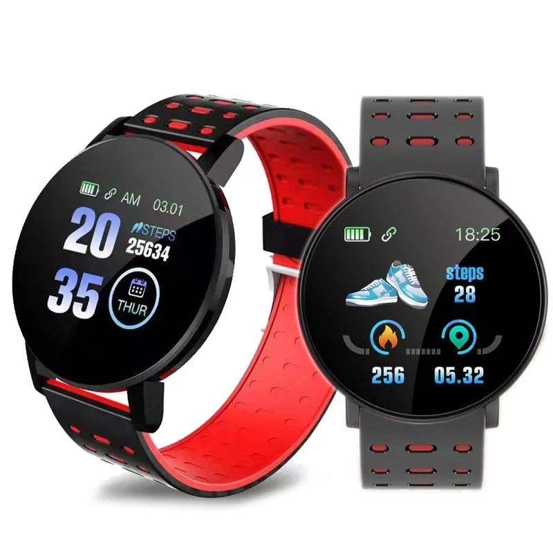 

119 Plus Smart Watch Pressure Measurement Round Bluetooth Waterproof Sports Tracker Fitness With Alarm Clock for Android IOS
