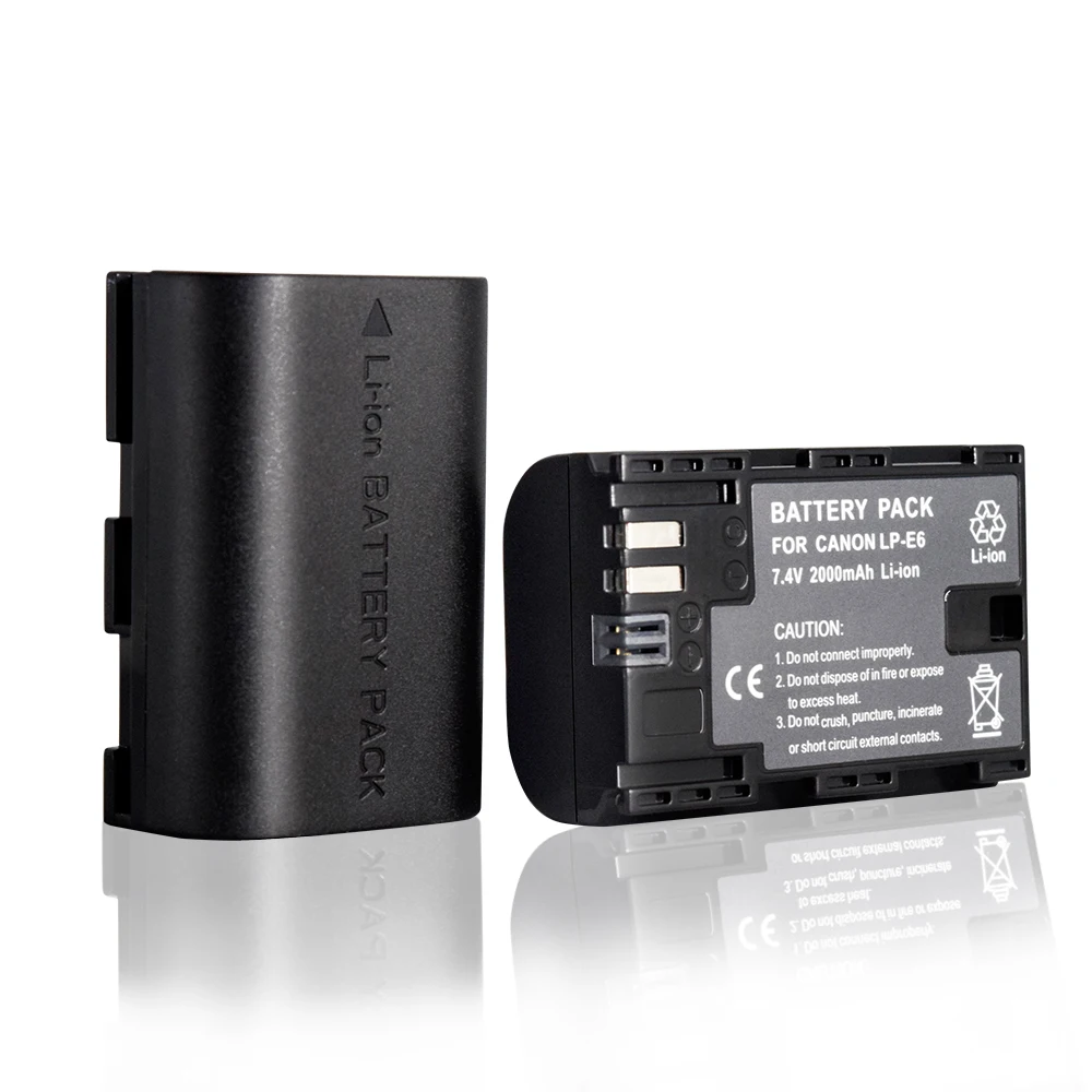 2x2000 mAh LP-E6 LP E6 LPE6 батарейный блок камеры для Canon 5D Mark II III 7D 60D EOS 6D 70D 80D для аксессуаров Canon+ зарядное устройство