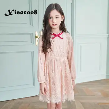

Gilr Dress Children's Pink Lace Princess Dress for Girls Long Sleeve Embroidery Dresses Toddler Girl Clothes Baby Cute Vestidos