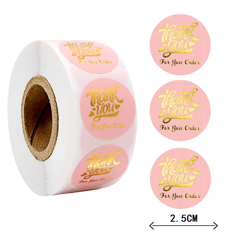 

The New Delicate Pink Foil Gold Thank You for Your Order Stickers For Shopping Small Business Local Handmade Baking Decor Labels
