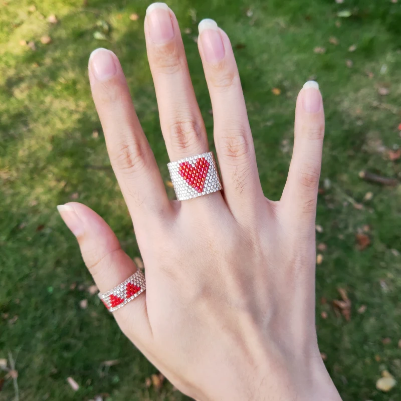 

FAIRYWOO Handmade Jewelry Sweet Heart Rings Love Strawberry Lovely Cute Rings For Women Pearl Ring Engagement Rings for Women