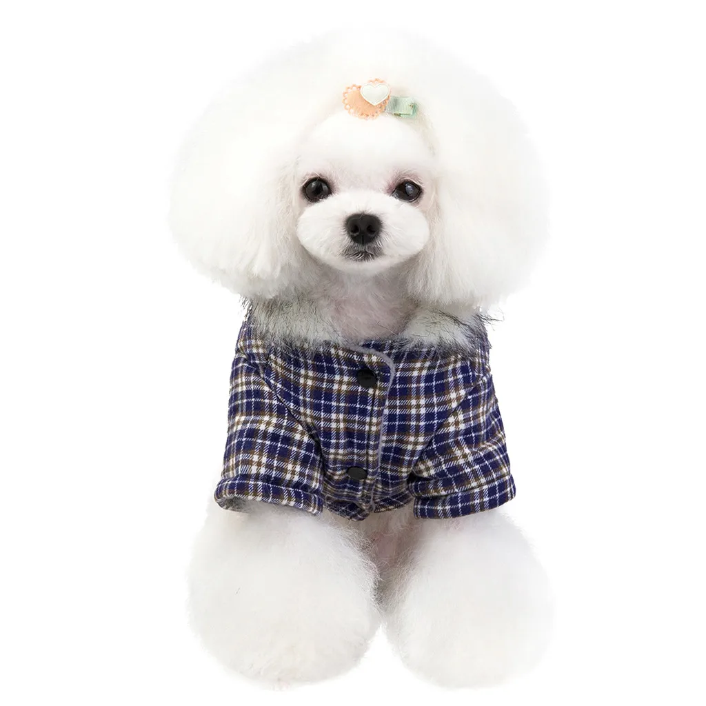 Transer Ropa Perro Новое модное клетчатое пальто для домашних животных осенне-зимняя синяя классическая теплая одежда для кошек и собак 19Aug21 P30