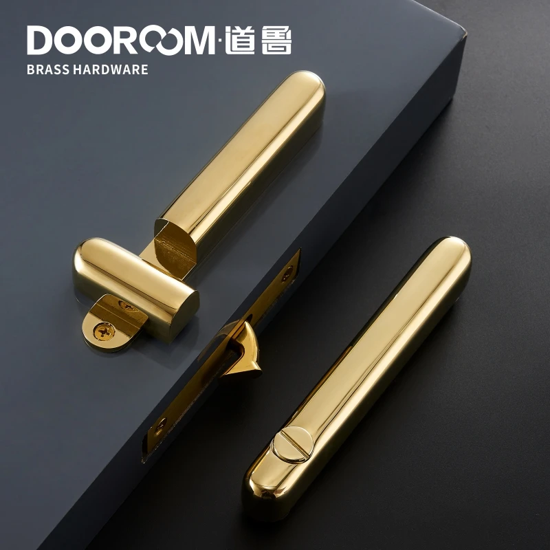 Dooroom латунный раздвижной дверной замок набор ручек Золото PVD черный интерьер гостиная ванная комната балкон кухня - Цвет: Lock-PVD