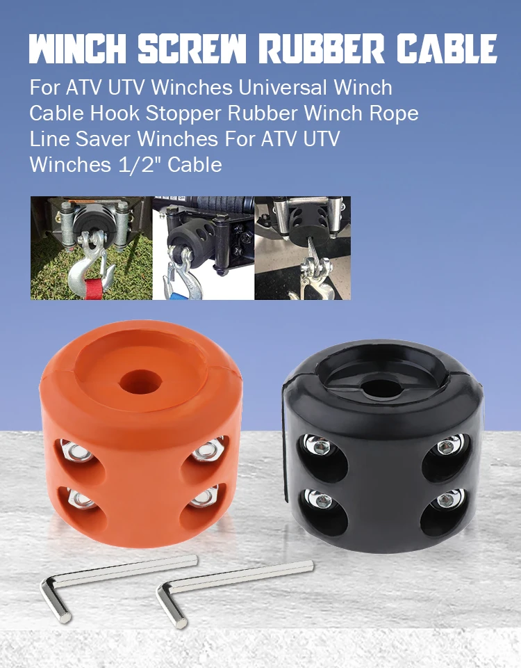 ZeHuoGe Split ATV UTV Rubber Winch Cable Line Saver Hook Stopper Central Hole Size 1/2 Dia Eliminates Abrasion on Rollers US Delivery 