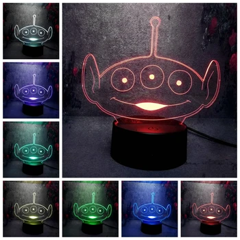 

Kid Cartoon Anime Three-Eyed Monster Decor Night Light 3D LED Bedside Plug Desk Lamp Toy Story Comic Role Alien Creative Bulbs