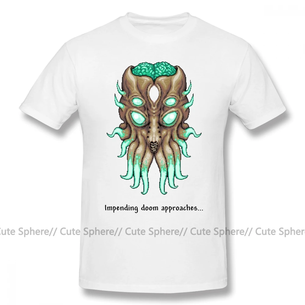 Футболка Terraria, футболка Terraria Moon Lord, короткие рукава уличная одежда, футболка, большая футболка из 100 хлопка, отличная графическая футболка - Цвет: White