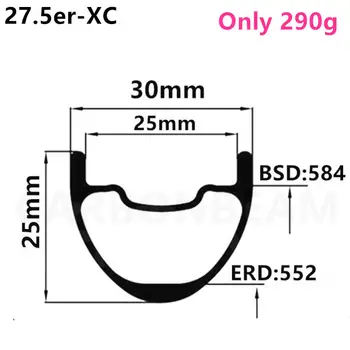

custom desgin 30mm*25mm 27.5er super light 290g Carbon Mountain Bike wheel Tubeless 650B carbon mtb rims