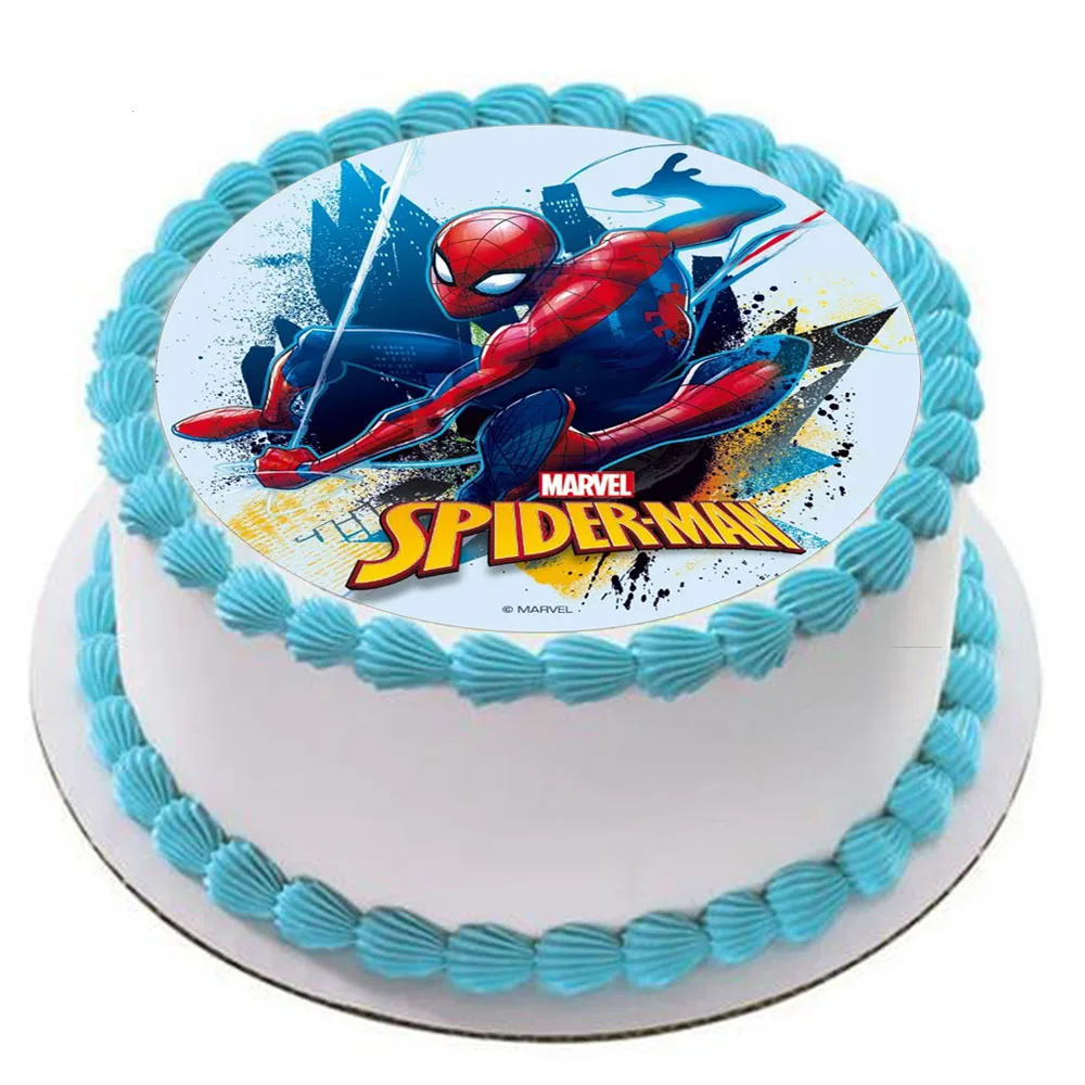 Человек паук съедобная бумага для торта Топпер с именем ребенок мальчик день