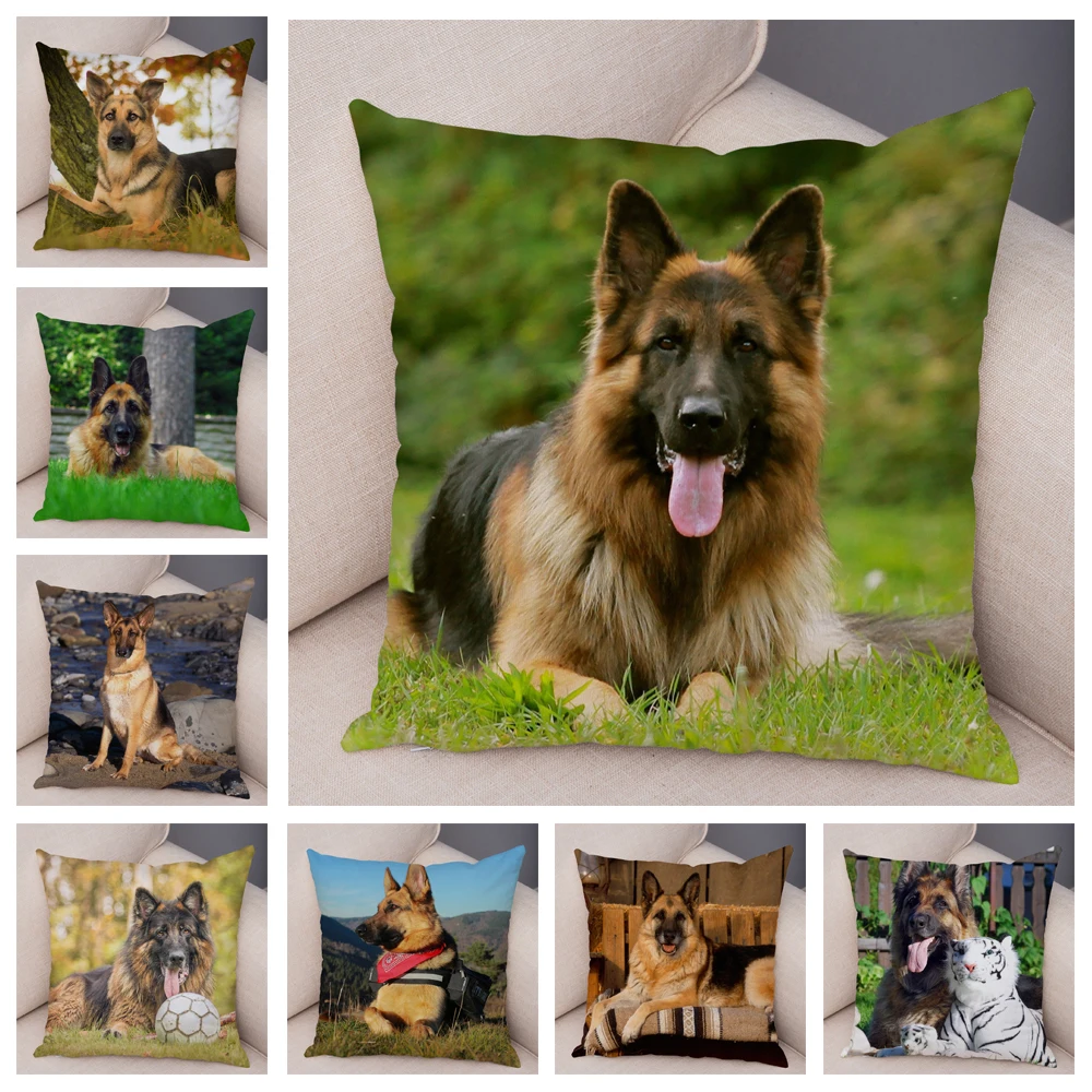 SuperSoftShortPlushGermanShepherdDogPillowCaseCoversCushion