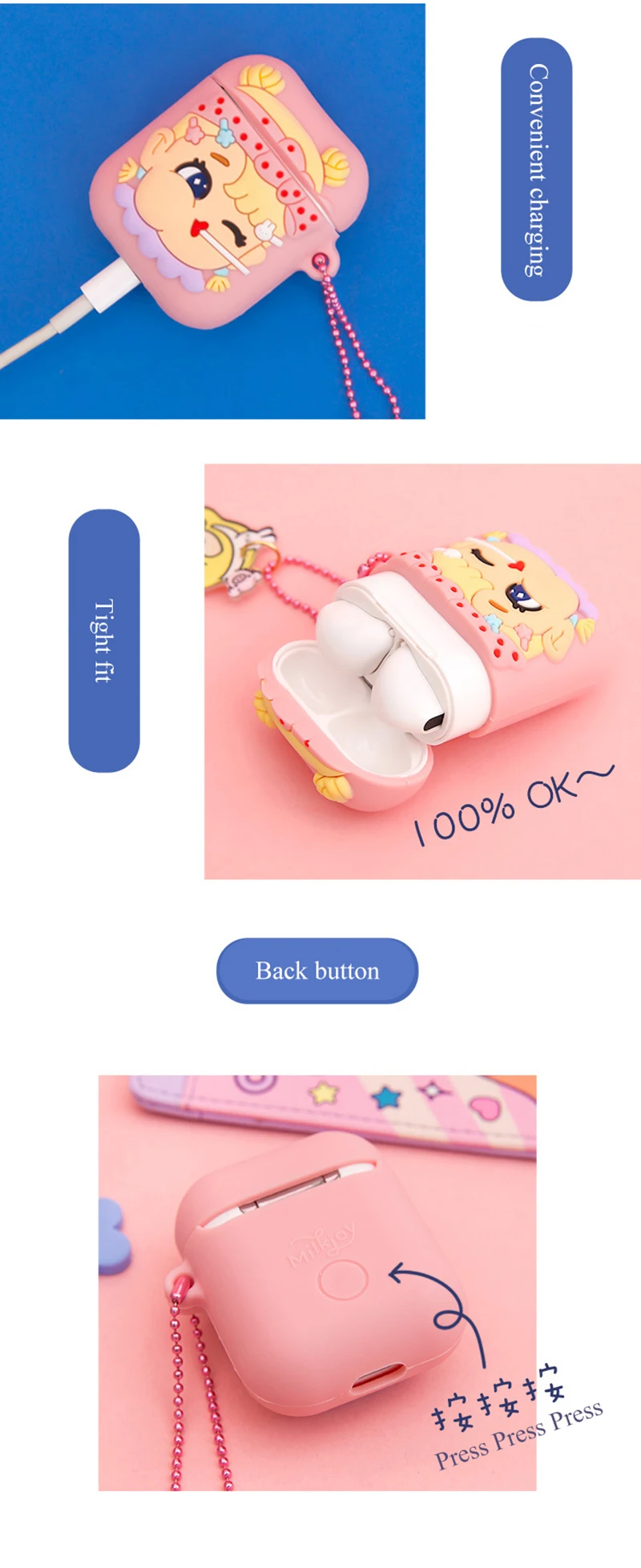 Bentoy мультфильм AirPods беспроводные наушники крышка силикагель Bluetooth беспроводная гарнитура зарядка защитная коробка Наушники Аксессуары
