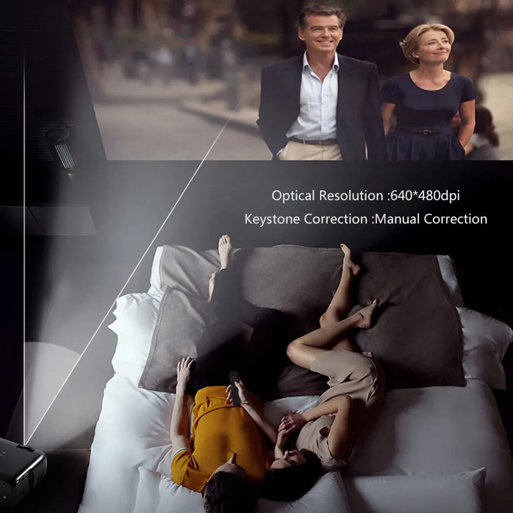 White & Black LED Projector Wifi 1200 Lumens 800*480 Resolution Home Cinema BL-80 Support PC Laptop