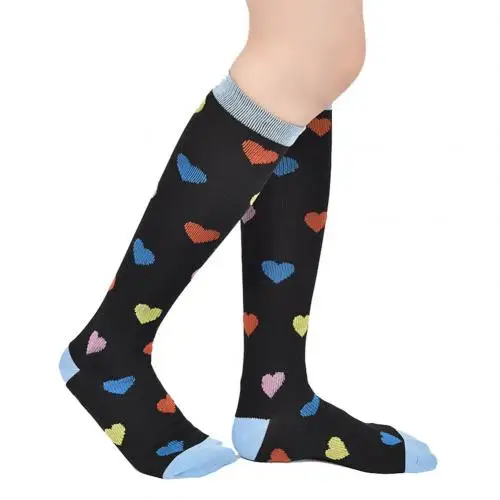 Синий Thigh High Socks Sports Womens Love Heart Stockings Elastic Graduated Compression Knee High Socks Medias de Mujer Leggings - Цвет: Синий