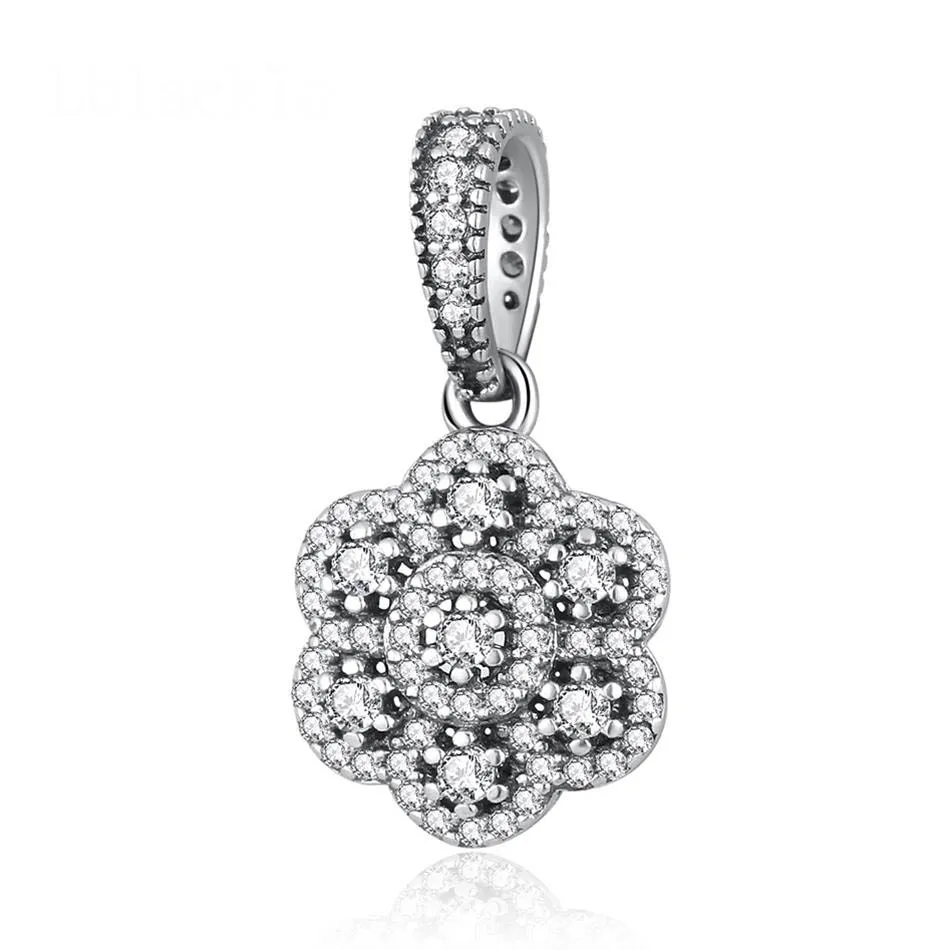 Аутентичные S925 Crystallised цветочный Подвеска для цепочки с бусинами Шарм fit Pandora