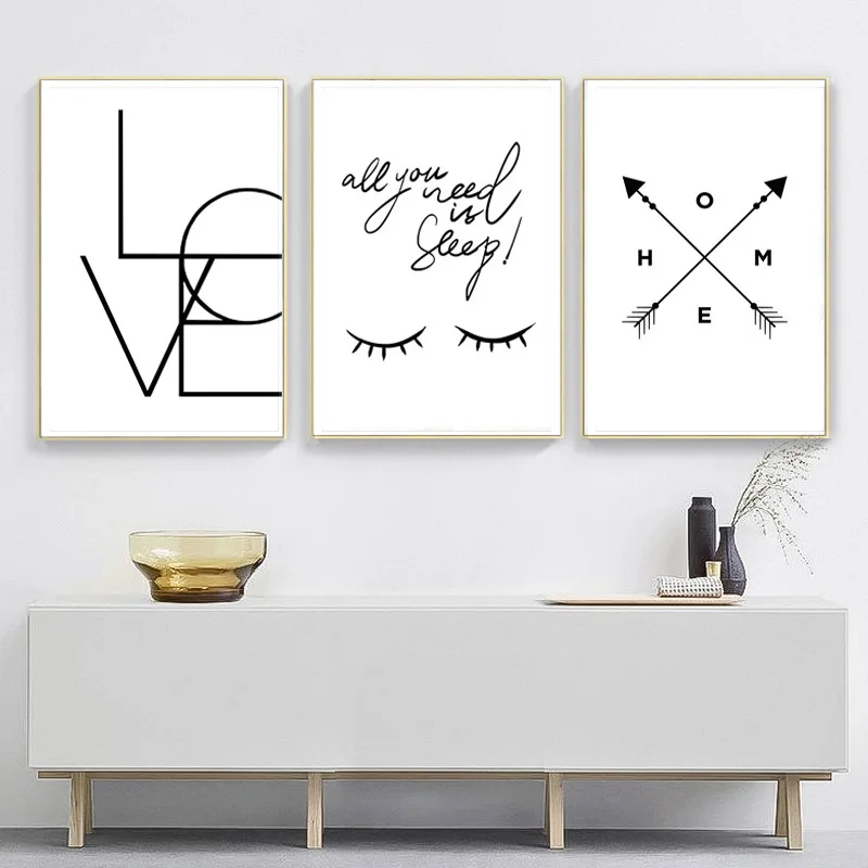 

Nordic Abstract Eyes Black And White Posters And Prints Love Letter Poster Wall Art Canvas Painting Art Print Pictures Frameless