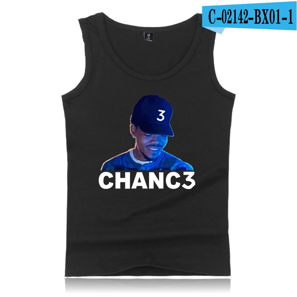 Chance The Rapper Жилеты мужские с принтом Хлопок Мода Лето Без Рукавов рыбалка жилет Горячая тренд повседневные топы - Цвет: Black