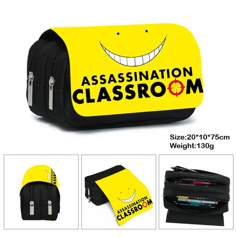 Estuche de Assassination Classroom de Anime para niños, niñas y estudiantes, bolsa de papelería de gran capacidad para lápices de dibujos animados