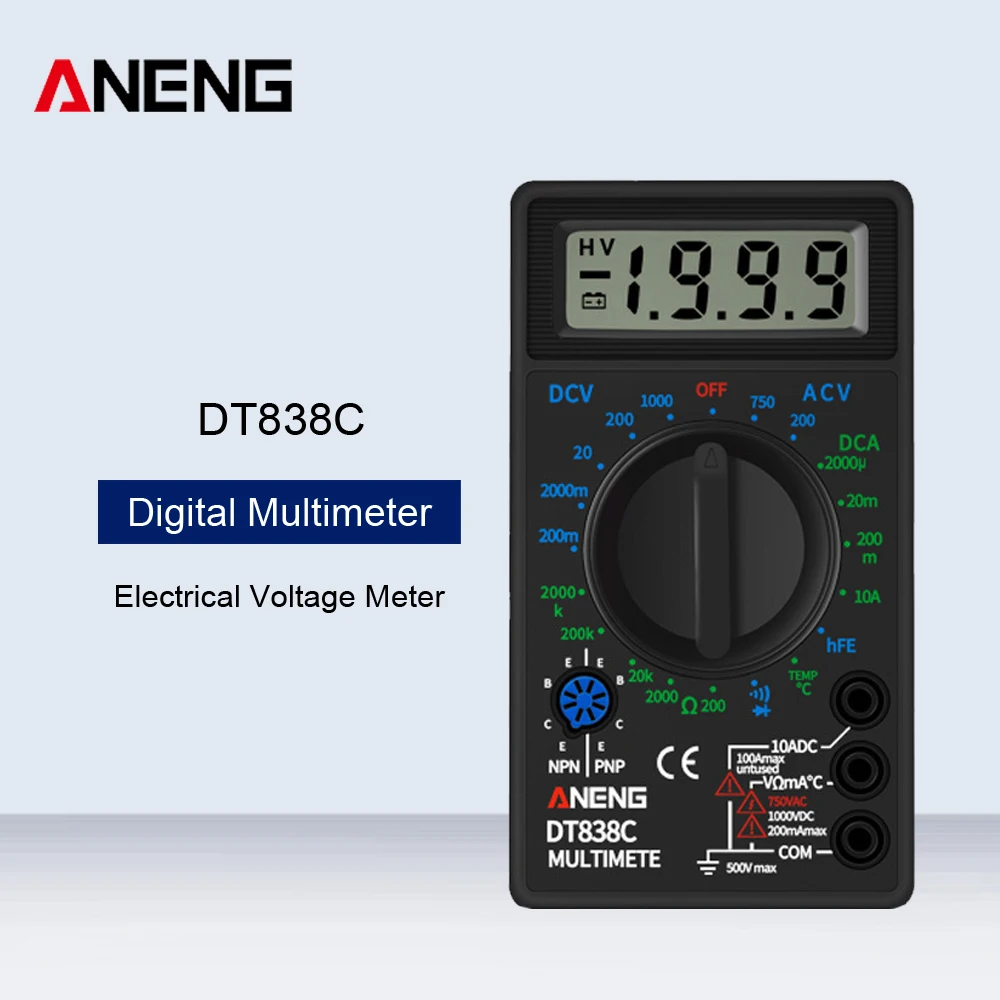 Цифровой мультиметр HTF DT838C измеритель напряжения и сопротивления тока