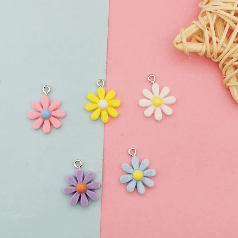 20Pcs Kawaii Resin Little Daisy Sun Flower Charms Pendants For DIY Decoration Earrings Key Chains Fashion Jewelry Accessories | Украшения и