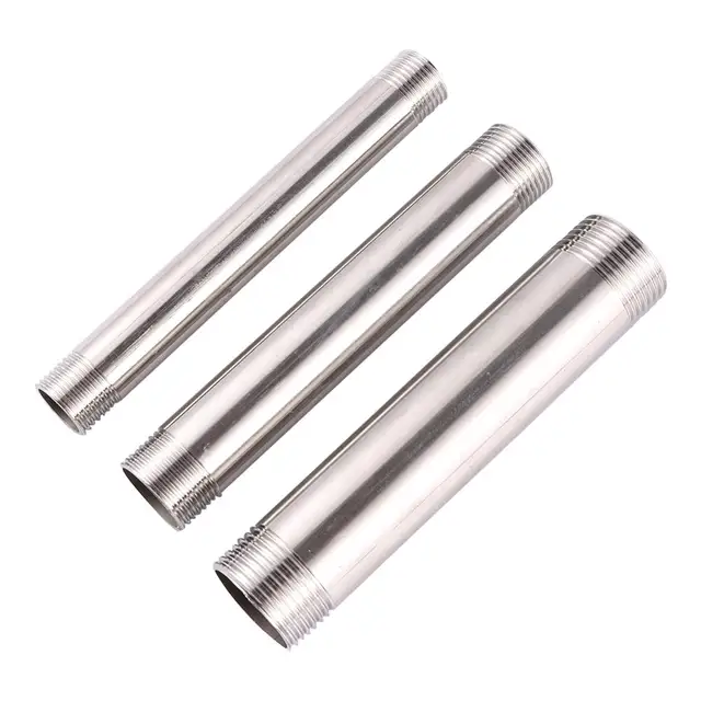 15 Cm Hosszú Rozsdamentes Acél Dupla Hím Szálfej Egyenes Üreges Cső 1/2 "3/4" 1 "Külső Szál Ízületi Víz Adapter - Image 5