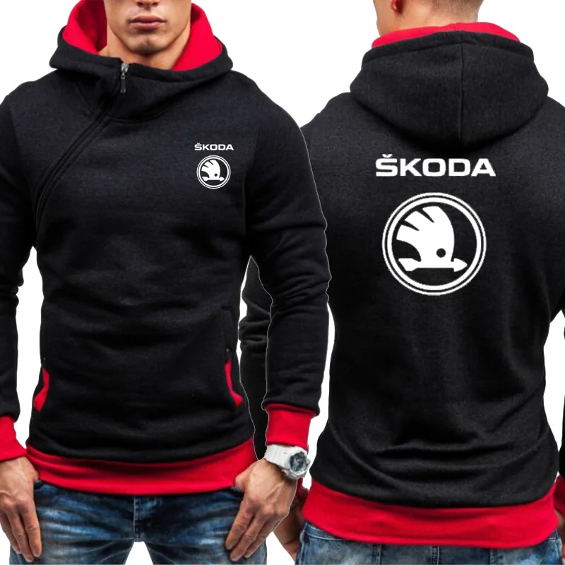Толстовки мужские для Skoda Car с логотипом, повседневные, в стиле хип-хоп, Харадзюку, с длинным рукавом, флисовые теплые толстовки с капюшоном, мужская куртка на молнии K - Цвет: as picture