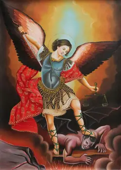 

HD Art Oil Print on Canvas: St Michael walks into the devil's original painting, print