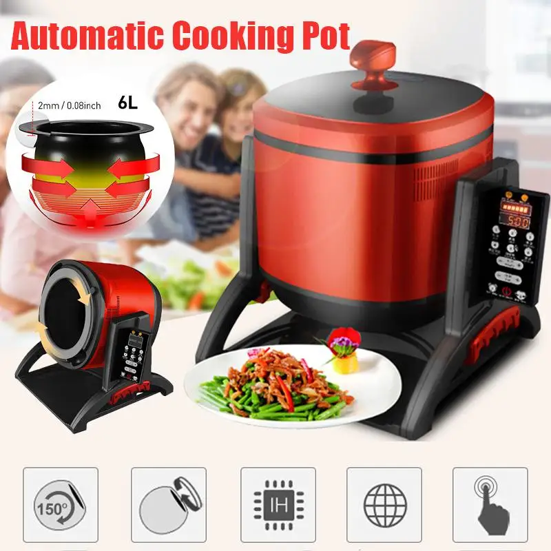 

6L 220V 2000W Intelligent Automatic Stir Frying Machine Household Electric Cooking Wok Pot Non-stick Multifunctional Cooker Pot