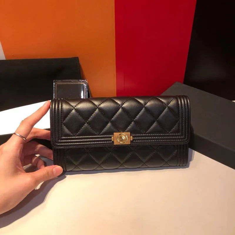 

New Style 2019 High-end Customized Brand Luxury Wallet C Home Ladies Wallet Card Sheepskin Making Rhombus