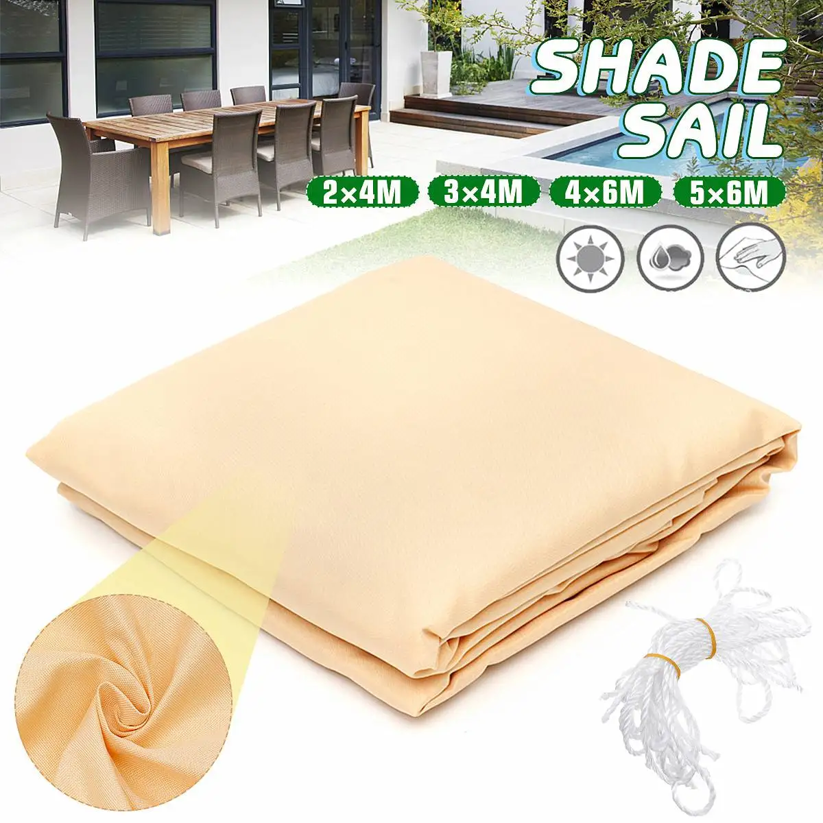 

4 Sizes Waterproof Sun Shade Shelter Canopies Sails Outdoor Camping Hiking Yard Garden Decoration Anti-UV Travel Sunshade Cloth