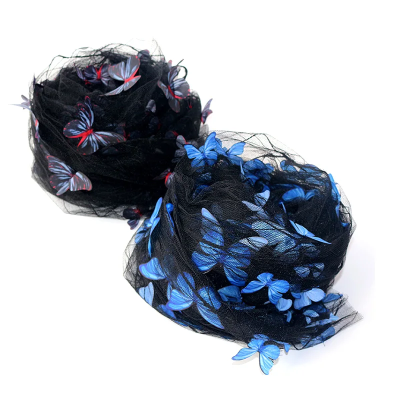 

Yarn Fabric Butterfly Flower Spider Mesh Black Yarn Embroidery Lace Breathable Beautiful Yarn Children's Clothing Dress Cloth